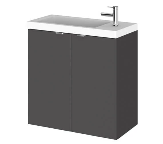 Hudson Reed Fusion 500mm Wall Hung 2 Door Slimline Vanity Unit And Basin 8 Hudson Reed Fusion 500mm Wall Hung 2 Door Slimline Vanity Unit And Basin - Image 8