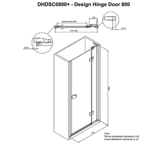 Crosswater Design 8 1950mm High Hinged Shower Door With Inline Panel 4 Crosswater Design 8 1950mm High Hinged Shower Door With Inline Panel - Image 4