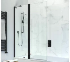 Crosswater Design Plus 1060 X 1500mm Frame-less Double Bath Screen - Outward Opening