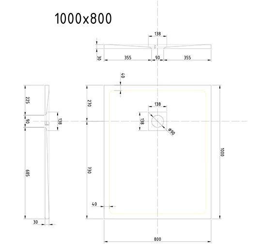Merlyn TrueStone Rectangular 30mm Height Shower Tray With Waste 2 Merlyn TrueStone Rectangular 30mm Height Shower Tray With Waste - Image 2
