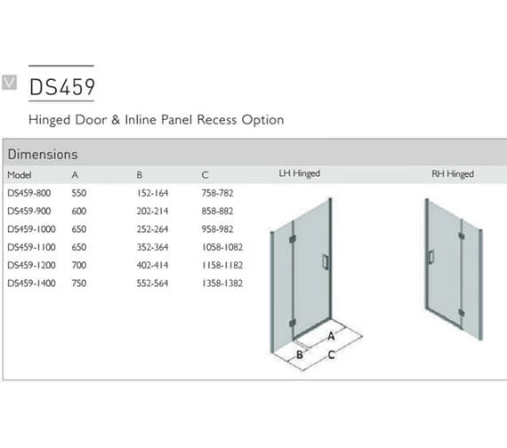Aqata Design DS459 Luxurious Hinged Door And Inline Panel For Recess 2 Aqata Design DS459 Luxurious Hinged Door And Inline Panel For Recess - Image 2