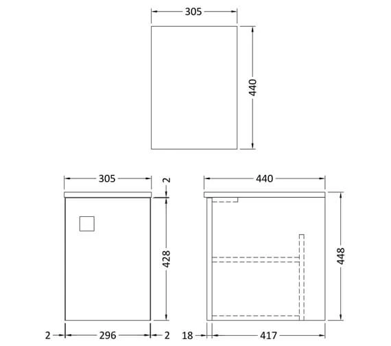 Hudson Reed Sarenna 305 X 440mm Single Door Wall Hung Cupboard 2 Hudson Reed Sarenna 305 X 440mm Single Door Wall Hung Cupboard - Image 2
