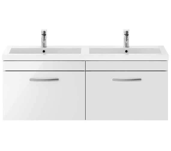 Nuie Athena 1205 X 390mm Wall Hung 2 Drawer Cabinet And Double Basin 1 Nuie Athena 1205 X 390mm Wall Hung 2 Drawer Cabinet And Double Basin