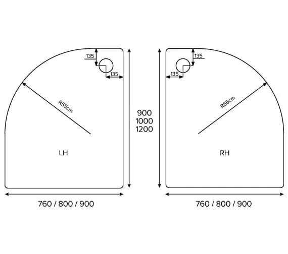 Just Trays JTFusion Offset Quadrant Flat Top Shower Tray With Waste 2 Just Trays JTFusion Offset Quadrant Flat Top Shower Tray With Waste - Image 2