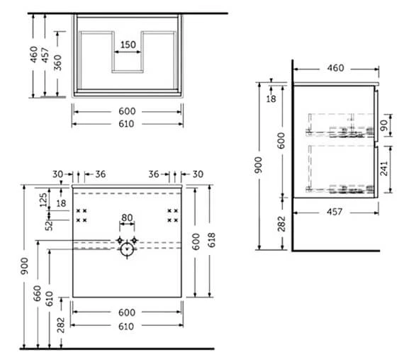 RAK Joy Wall Hung 2 Drawer Vanity Unit 2 RAK Joy Wall Hung 2 Drawer Vanity Unit - Image 2