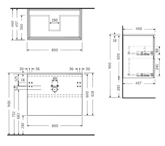 RAK Joy Wall Hung 2 Drawer Vanity Unit 3 RAK Joy Wall Hung 2 Drawer Vanity Unit - Image 3
