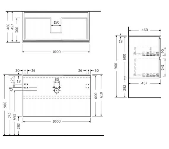 RAK Joy Wall Hung 2 Drawer Vanity Unit 4 RAK Joy Wall Hung 2 Drawer Vanity Unit - Image 4