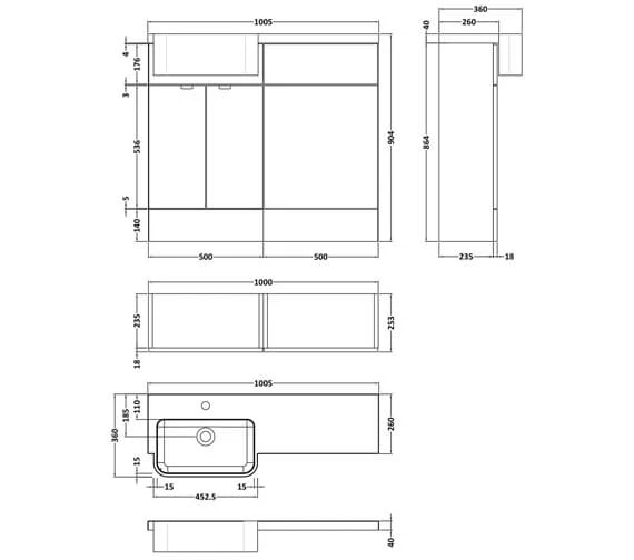 Hudson Reed Fusion Combination Furniture Pack - Vanity And WC Unit With Basin 2 Hudson Reed Fusion Combination Furniture Pack - Vanity And WC Unit With Basin - Image 2