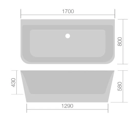 Aqua Mono 1700 X 800mm Luxury Back-To-Wall Freestanding Bath White 2 Aqua Mono 1700 X 800mm Luxury Back-To-Wall Freestanding Bath White - Image 2