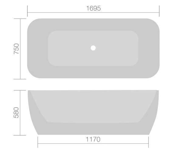 Aqua Eco 1695 X 750mm Luxury Freestanding Bath White 2 Aqua Eco 1695 X 750mm Luxury Freestanding Bath White - Image 2