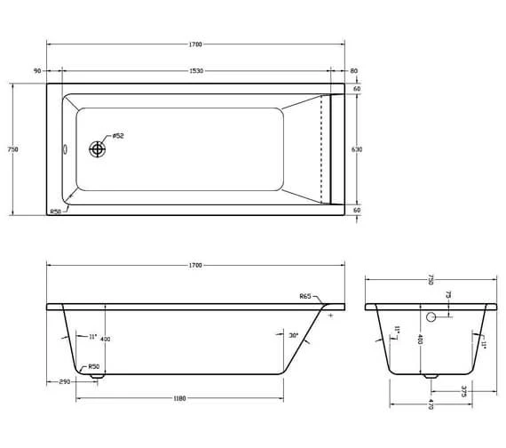 Aqua Medici Square Straight Single Ended Whirlpool Bath 4 Aqua Medici Square Straight Single Ended Whirlpool Bath - Image 4