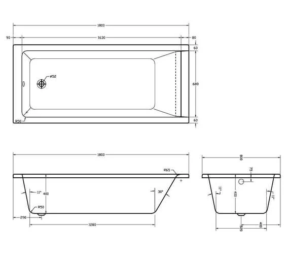 Aqua Medici Square Straight Single Ended Whirlpool Bath 5 Aqua Medici Square Straight Single Ended Whirlpool Bath - Image 5