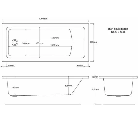 Aqua Chic2 Single Ended Straight Acrylic Whirlpool Bath 4 Aqua Chic2 Single Ended Straight Acrylic Whirlpool Bath - Image 4