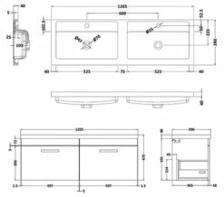 Nuie Athena 1205 X 390mm Wall Hung 2 Drawer Cabinet And Double Basin 4 Nuie Athena 1205 X 390mm Wall Hung 2 Drawer Cabinet And Double Basin -UK Bathroom Products Sales 2024 M700 2020 11 14 10 14 5 905
