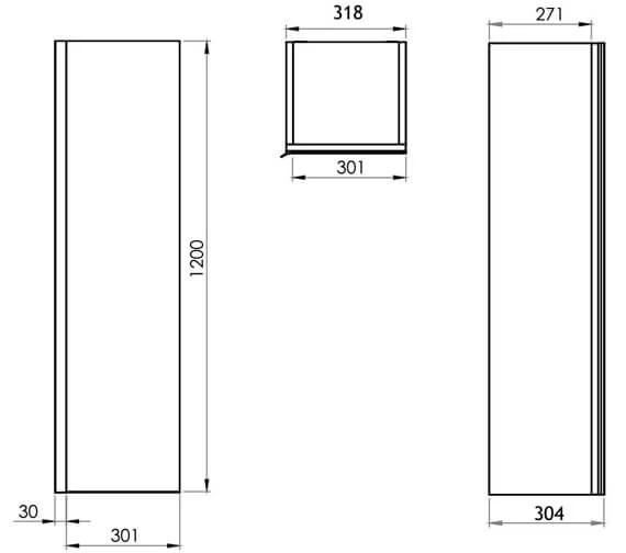 Roper Rhodes Pursuit 320 X 1200mm Tall Mirrored Storage Unit Gloss White 3 Roper Rhodes Pursuit 320 X 1200mm Tall Mirrored Storage Unit Gloss White - Image 3
