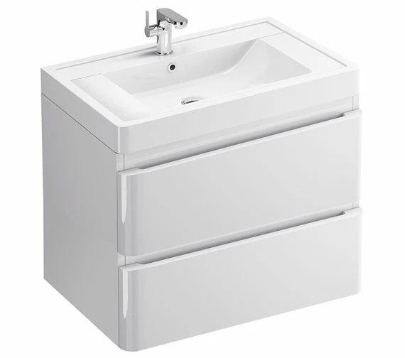 IMEX Flite White Wall Hung Double Drawer Unit And Basin 600mm 4 IMEX Flite White Wall Hung Double Drawer Unit And Basin 600mm - Image 4