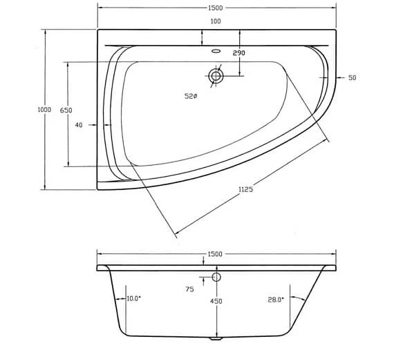 Aqua Cloud 1500 X 1000mm Offset Corner Whirlpool Bathtub 2 Aqua Cloud 1500 X 1000mm Offset Corner Whirlpool Bathtub - Image 2