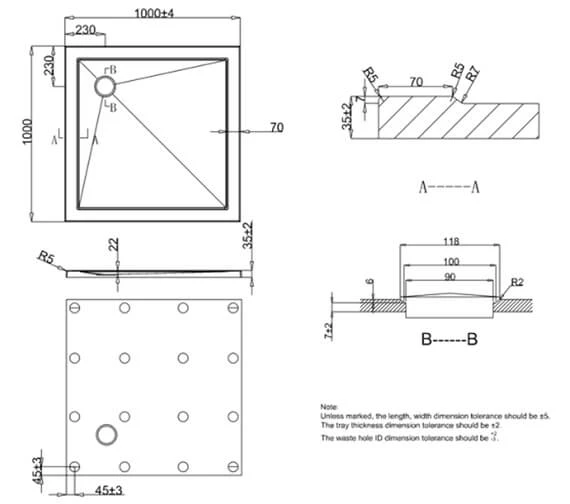 Crosswater Square Low Profile White Shower Tray 8 Crosswater Square Low Profile White Shower Tray - Image 8