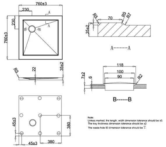 Crosswater Square Low Profile White Shower Tray 2 Crosswater Square Low Profile White Shower Tray - Image 2