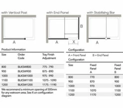 Merlyn Black Frameless Wetroom Panel -UK Bathroom Products Sales 2024 M700 2020 8 8 12 15 52 308