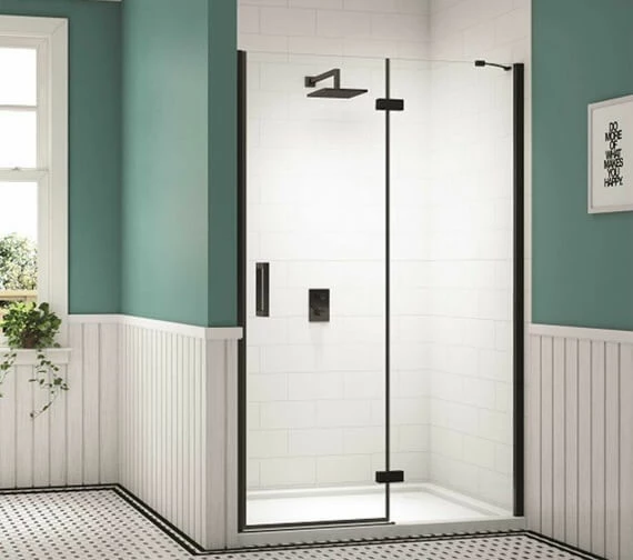 Merlyn Black Hinge Shower Door And Inline Panel 1 Merlyn Black Hinge Shower Door And Inline Panel