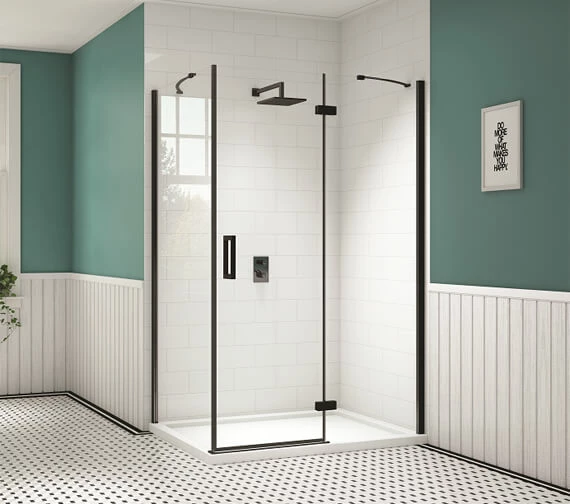 Merlyn Black Hinge Shower Door And Inline Panel 3 Merlyn Black Hinge Shower Door And Inline Panel - Image 3