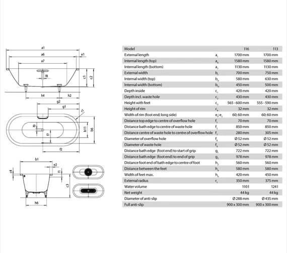 Kaldewei Ambiente Classic Duo Oval 1700mm Double Ended Steel Bath White 1 Kaldewei Ambiente Classic Duo Oval 1700mm Double Ended Steel Bath White
