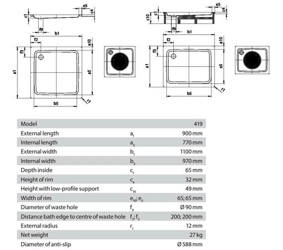 Kaldewei Advantage Duschplan 1100mm Rectangular Steel Shower Tray White 3 Kaldewei Advantage Duschplan 1100mm Rectangular Steel Shower Tray White - Image 3
