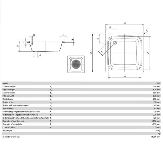 Kaldewei Advantage Sanidusch 800mm Rectangular Steel Shower Tray White 3 Kaldewei Advantage Sanidusch 800mm Rectangular Steel Shower Tray White - Image 3
