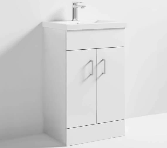 Nuie Eden 800mm High Floor Standing Gloss White Two Door Cabinet And Basin 4 Nuie Eden 800mm High Floor Standing Gloss White Two Door Cabinet And Basin - Image 4
