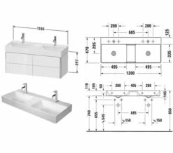 Duravit XSquare 1184 X 460mm Wall-Hung White Matt Vanity Unit With 2-Pull-Out Compartments -UK Bathroom Products Sales 2024 M700 2021 11 19 10 19 35 785