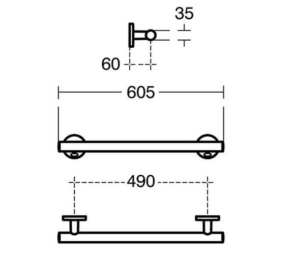 Armitage Shanks Contour 21 600mm Contemporary Aluminium Grab Rail Chrome 3 Armitage Shanks Contour 21 600mm Contemporary Aluminium Grab Rail Chrome - Image 3