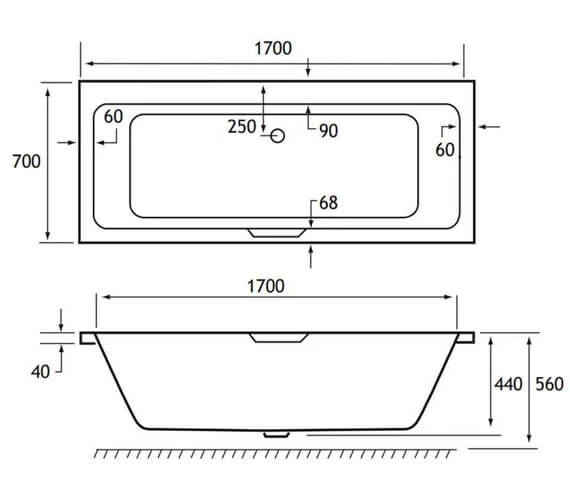 Joseph Miles Portland Beauforte Reinforced Double Ended White Bath With Single Grip 3 Joseph Miles Portland Beauforte Reinforced Double Ended White Bath With Single Grip - Image 3