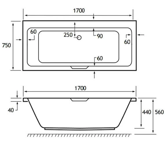 Joseph Miles Portland Beauforte Reinforced Double Ended White Bath With Single Grip 4 Joseph Miles Portland Beauforte Reinforced Double Ended White Bath With Single Grip - Image 4