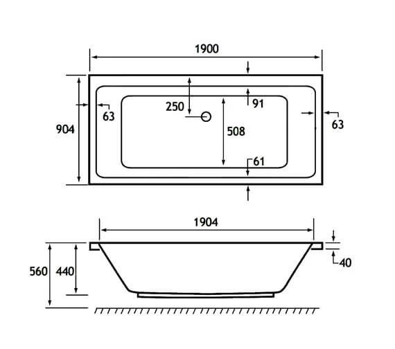 Joseph Miles Portland Double Ended Rectangular White Bath - 5mm Acrylic 7 Joseph Miles Portland Double Ended Rectangular White Bath - 5mm Acrylic - Image 7