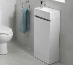 IMEX Echo White Gloss 400 X 220mm Single Door Floor Standing Unit And Basin