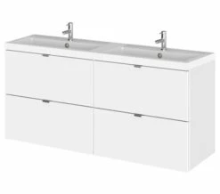 Hudson Reed Fusion 1200mm Wall Hung Full Depth 4 Drawer Vanity Unit And Basin