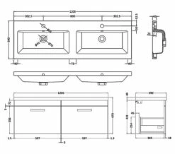 Nuie Athena 1205 X 390mm Wall Hung 2 Drawer Cabinet And Double Basin 5 Nuie Athena 1205 X 390mm Wall Hung 2 Drawer Cabinet And Double Basin -UK Bathroom Products Sales 2024 M700 2021 3 8 11 42 30 89