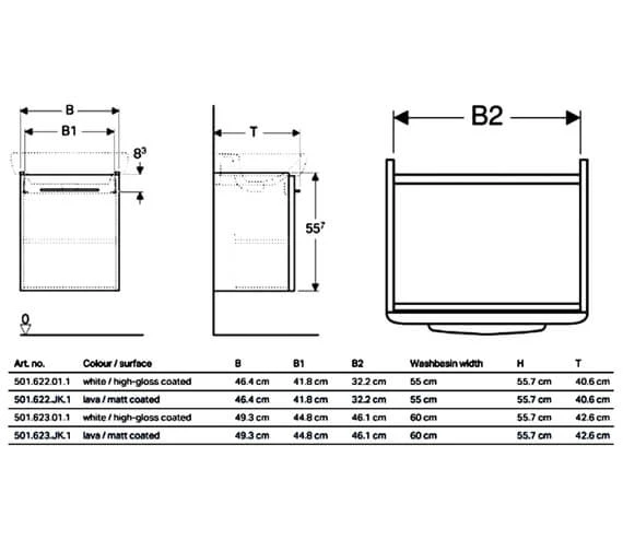 Geberit Selnova Square 557mm High Single Door Cabinet With Service Space 2 Geberit Selnova Square 557mm High Single Door Cabinet With Service Space - Image 2