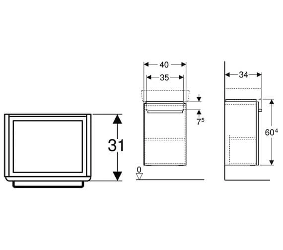Geberit Selnova Compact 400 X 340mm One Door Cabinet And Service Space 3 Geberit Selnova Compact 400 X 340mm One Door Cabinet And Service Space - Image 3