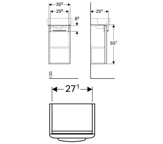 Geberit Selnova Square 303 X 254mm Single Door Cabinet 3 Geberit Selnova Square 303 X 254mm Single Door Cabinet - Image 3