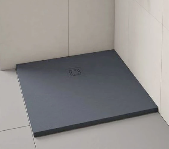 Merlyn TrueStone Square 900 X 900mm Shower Tray With Waste - Slate Black 1 Merlyn TrueStone Square 900 X 900mm Shower Tray With Waste - Slate Black