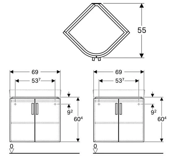 Geberit Selnova Compact 690 X 550mm Double Door Cabinet And Basin 2 Geberit Selnova Compact 690 X 550mm Double Door Cabinet And Basin - Image 2