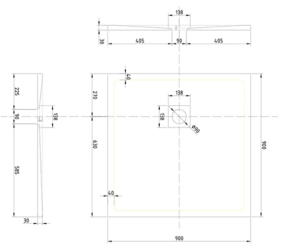 Merlyn TrueStone Square 900 X 900mm Shower Tray With Waste - Slate Black 2 Merlyn TrueStone Square 900 X 900mm Shower Tray With Waste - Slate Black - Image 2