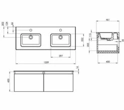 Saneux Uni Two Drawer Wall Hung Unit -UK Bathroom Products Sales 2024 M700 2021 8 9 14 11 45 93