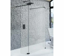 Kudos Ultimate Black 1952mm High Flat 10mm Glass Shower Panel