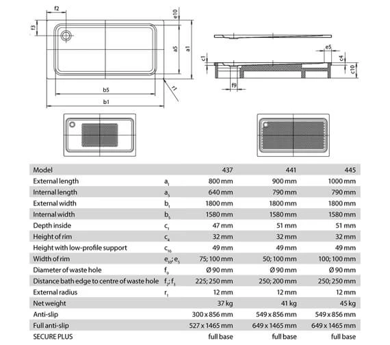 Kaldewei Ambiente Superplan XXL 1800mm Rectangular Steel Shower Tray White 2 Kaldewei Ambiente Superplan XXL 1800mm Rectangular Steel Shower Tray White - Image 2