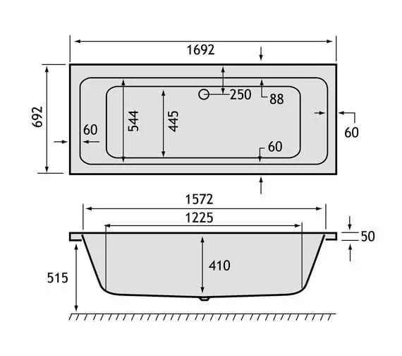Carron Quantum Acrylic Double Ended White Bath 5mm - 1700 X 700mm 3 Carron Quantum Acrylic Double Ended White Bath 5mm - 1700 X 700mm - Image 3