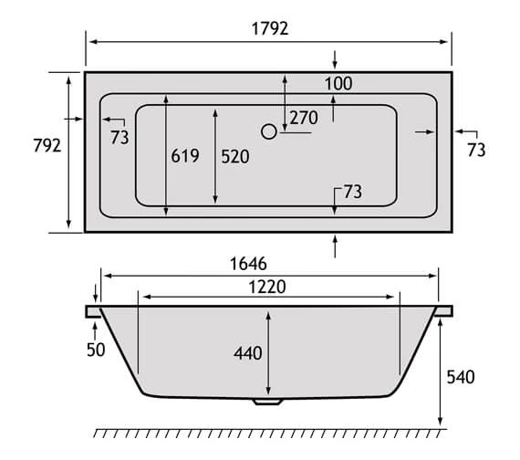 Carron Quantum Double Ended 5mm Deep Acrylic Bath White 1800 X 800mm 3 Carron Quantum Double Ended 5mm Deep Acrylic Bath White 1800 X 800mm - Image 3