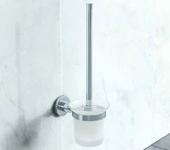 Vado Elements Chrome Toilet Brush With Frosted Glass Holder